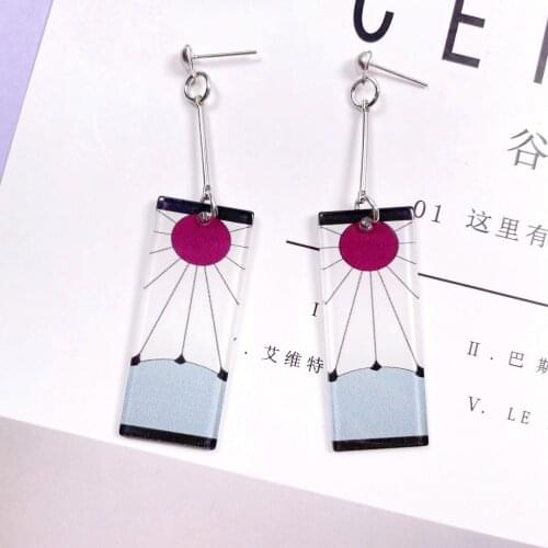 Trumpet Drop Earrings Anime Acrylic Demon Slayer Kimetsu no Yaiba Blade of Ghost Earings For Women Men Gift Earrings