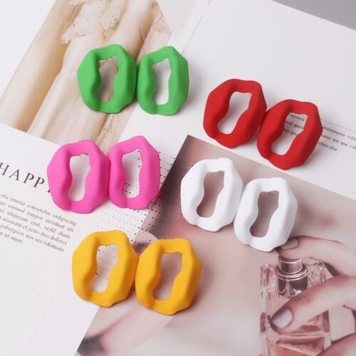 5Colors Statement Hollow Geometric Irregular Distortion Oval Stud Earrings For Women New Trendy Punk Party Jewelry Girl Gift