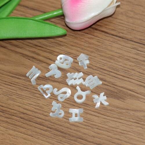 10 sets Natural Mother of Pearl Shell White 12 Zodiac & Horoscope for Jewelry Zodiac Sign MOP Pearl Shell High Quality