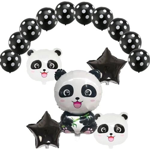 15pcs/set Cartoon Panda China National Treasure Foil Balloons star and 2.8g latex Balloon kids Birthday Party Supplies