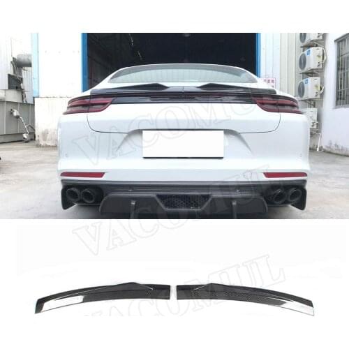 2PCS Dry Carbon Fiber Rear Spoiler Fin Wings For Porsche Panamera 971 2017-2019 Forged Carbon Boot Trunk Trim Sticker