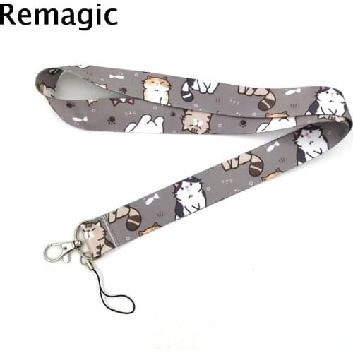 20pcs Cartoon cat funny decorations Neck Strap Lanyard keychain Mobile Phone ID Badge Holder Keyring cosplay Accessory Gifts