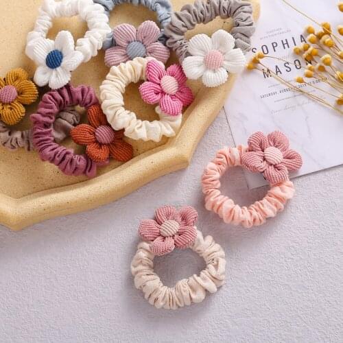 30 Pcs/Lot,6 cm Fashion Women Flower Elastic Hair Bands,Spring Bright Color Hair Scrunchies,Baby Girls Hair Tie ,Ponytail Holder