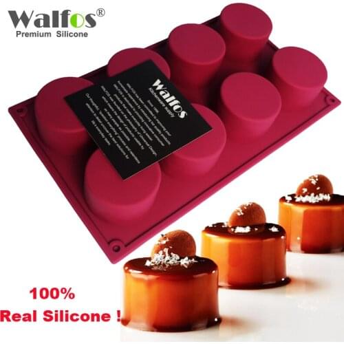 WALFOS 3D Handmade Round Shape Non-Stick Silicone Cake Mold 3Cupcake Jelly Pudding Cookie Mini Muffin Soap Mold DIY Baking Tools