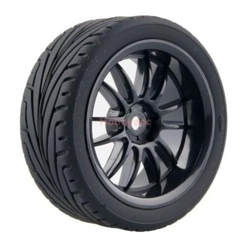 4pc 1/10 On-Road Car Tires 26*64MM Plastic Wheel Rim Rubber Tyre for HSP Tamiya HPI Kyosho Sakura 94122 94123 D3 D4 CS tt02 6031