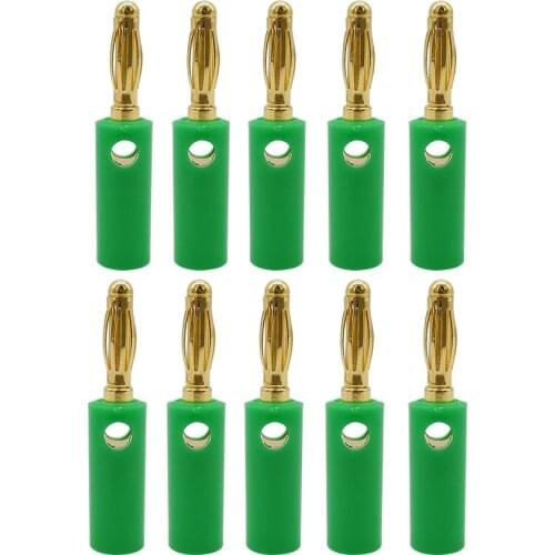5-20Pcs 4mm Banana Plug Male Connector Audio Speaker Plugs Banana Plug Wire Cable Adapter Gold-Plated Green