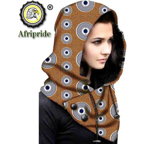 African Winter Cotton Hat Warm Thick Ear Neck Protection Beanies Women Men 2 Layer Hooded Collar Removable Print Cap S20H018