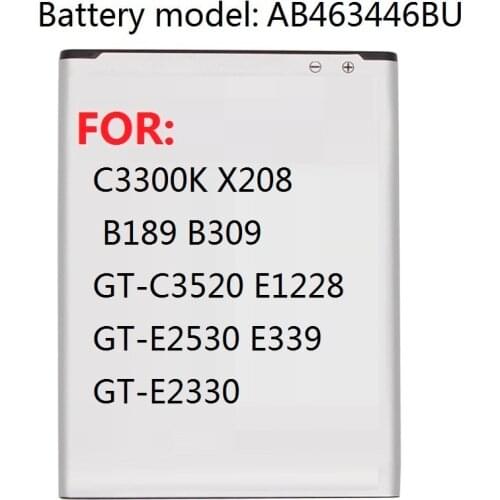 Battery AB463446BU AB463446TU For Samsung S139 M628 X520 F258 E878 F299 E1200M SGH-B108 GH-M310 SGH-L258 800mAh