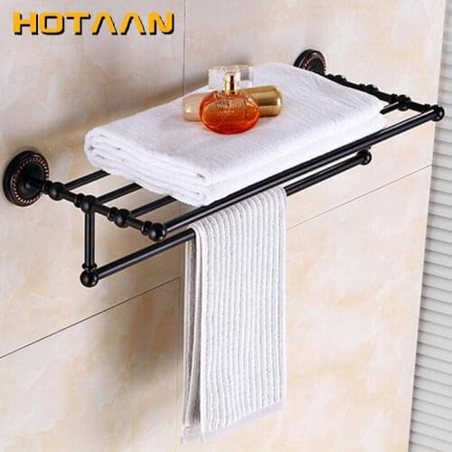 FREE SHIPPING, Solid Brass Bathroom Towel Rack, Antique Brass Towel Holder,50cm Corner Bath Towel Shelf Accessories,YT-12201-H