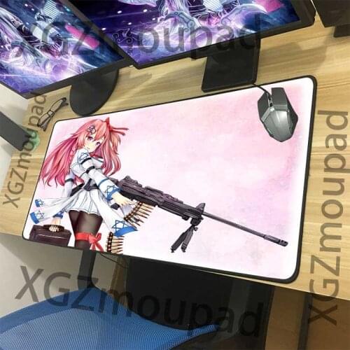 XGZ Anime Pink Sexy Loli Custom Large Gaming Mouse Pad Black Lock Edge Girls Frontline Computer Desk Mat Rubber Stripe Non-slip
