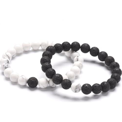 8mm Howlite Black Lava Stone Beads Bracelet DIY Essential Oil Diffuser Bracelet Buddha Strand for Women Men Jewelry