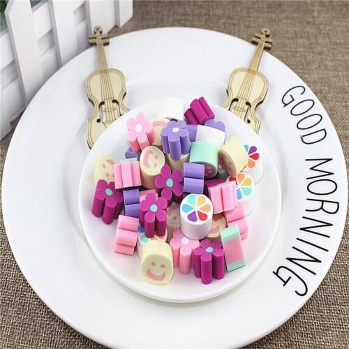 10pcs 15*10mm Polymer Clay Bead Flower Smile Fruit Piece SliceS Loose Spacer Beads For Bracelet Making DIY Jewelry Findings