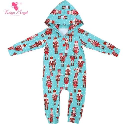 Kaiya Angel Baby Girls Boys Romper Christmas Hoddle Rompers Long Sleeve Fall Jumpsuit Infant Toddler Clothes Wholesale