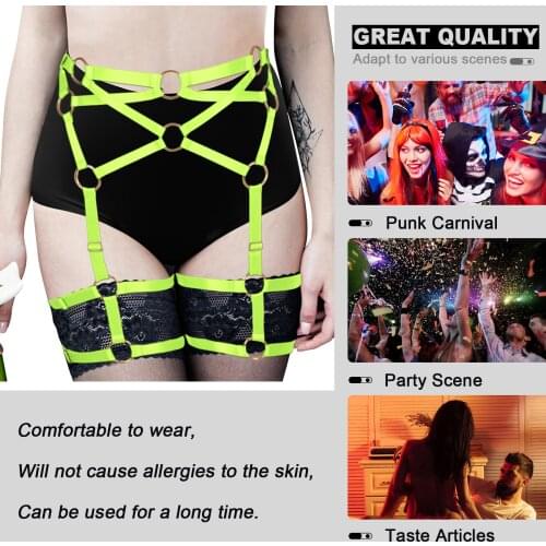 Elastic Leg Harness Garter Women Belts Body Harness Strappy High Waist Stockings Suspender Goth Hollow Out Clubs Dance Lingerie