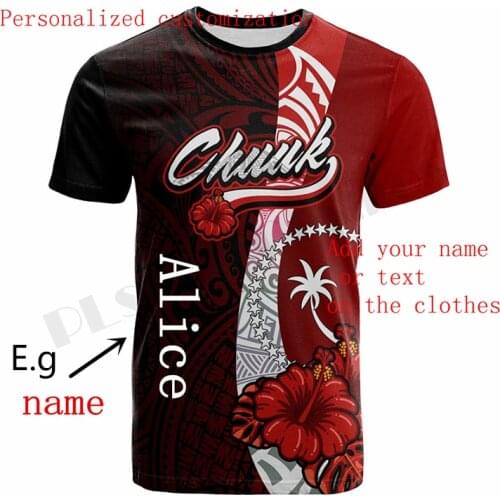 Custom Personalised 3DPrint Tribal Culture Chuuk Kosrae Pohnpei Polynesian DIY Name/Text Man/Woman Tshirts Short sleeve Style-1