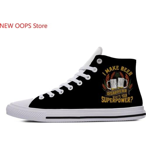 I Make Beer Disappear Novelty Design Harajuku Lightweight High Top Canvas Shoes Men Women Casual Breathable Sneakers