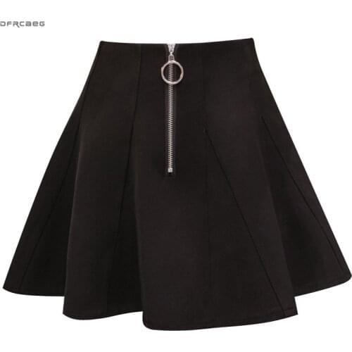 Black White Zipper Short Pleated Skirts Women Summer 2019 Fashion All-Matched Kawaii Falda Saia Korean School Mini Skirt Female