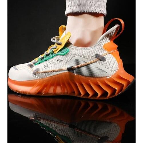 Orange Chunky Sneakers Breathable Fashion Big Size Men Shoes Trainers Green Mens Walking Sneakers Tenis Masculino Autumn 2020