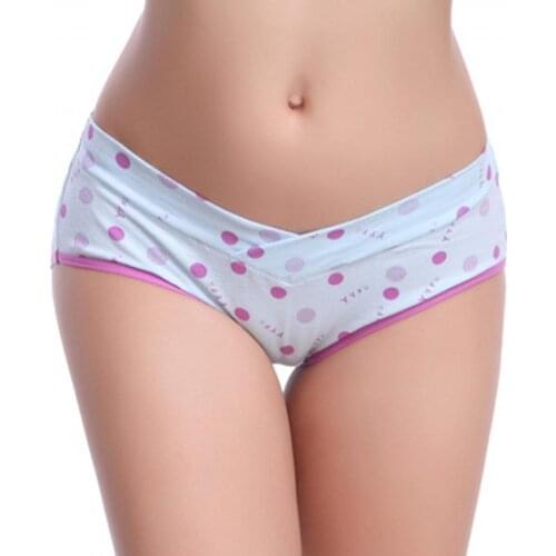 Summer Pregnant Women Underwear Pure Cotton U-Shaped Low Waist Pregnant Women Hipster Large Fashion Maternity Dot Print Panty
