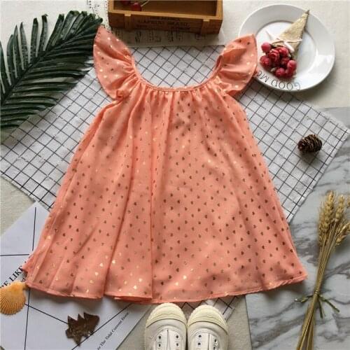 Tonytaobaby Summer Wear New Style Baby Girls Apricot Pink Heart Dress Cute GIRLS Dress