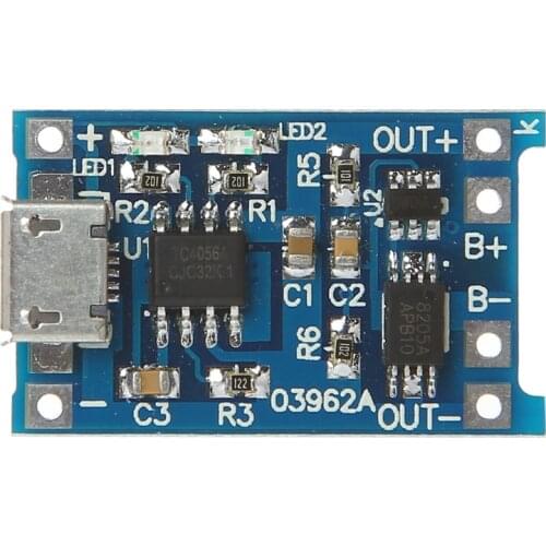 Lithium Battery Charge+Protection 2-In-1 Circuit Board 5V 1A 2A Micro USB Module