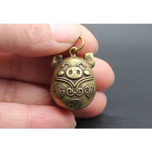 Mini) Delicate Chinese Old-style Brass Decorative Lifelike Lovely Small Pig Auspicious Statue Bell