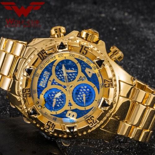 WOLF-CUB Mens calendar personality large dial decoration 6-pin Spiral crown luxury sports watch 5 colors