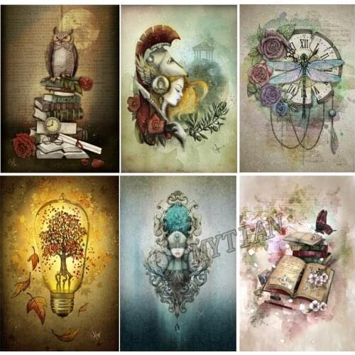 Full square/round 5D DIY diamond painting Feather Violin Flower Girl owl Embroidery Pattern Cross stitch kit mosaic home decor