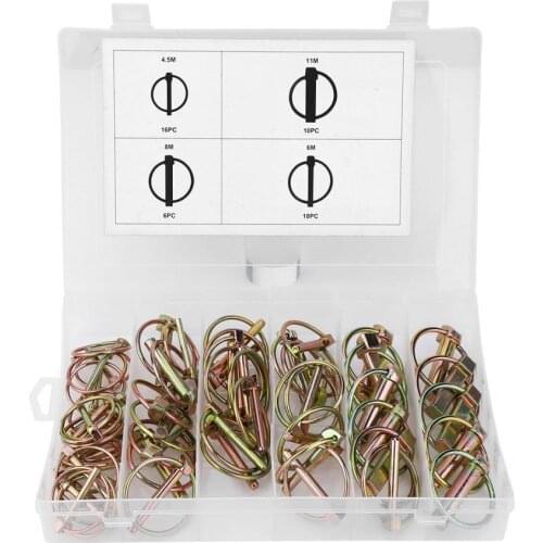 50Pcs M4.5/M6/M8/M11 Lynch Locking Pin Assortment Kit Spring Steel Annular Pin Ring Clips For Farm Tractor Trailer Mower Truck