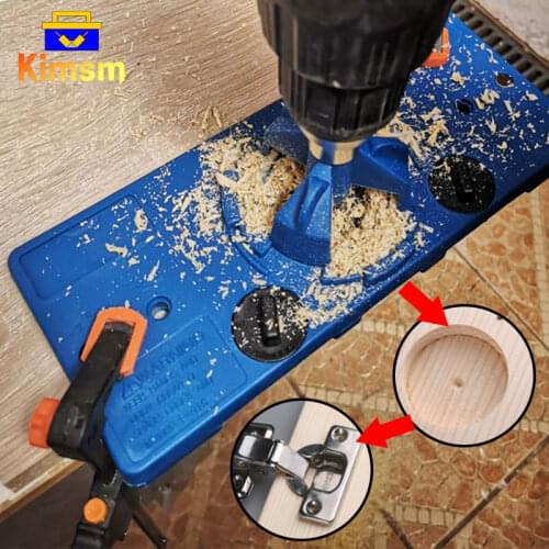 35mm Cup Style Hinge Jig Boring Hole Drill Guide For Woodworking Drilling Locator Set With Forstner Drill Door Hinges Tool Kits