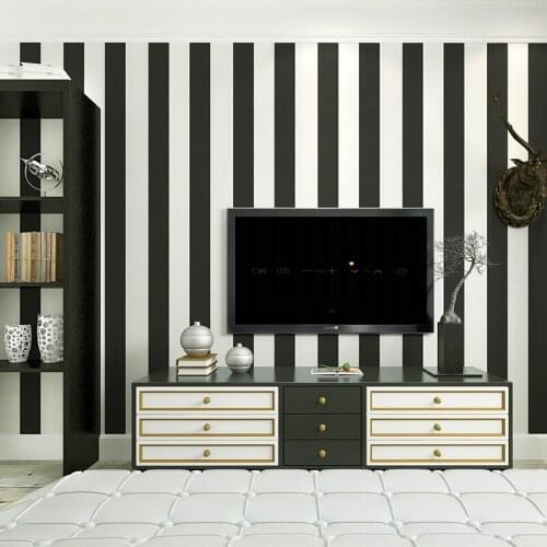 10m length Black Stripe Wallpaper 3d Flocking Simple Modern Bedroom Living Room TV Background Clothing Store Non-woven Wallpaper