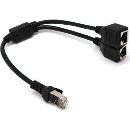RJ45 Male to 2 Female Converter Adapter Ethernet LAN Network Connector Extension Splitter Cable For PC TV Internet