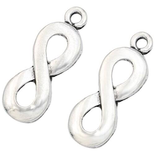 KJjewel Infinity Charm Pendant for Jewelry Making Bracelet Necklace Tibetan Silver Plated Jewelry Accessories 25x9mm 10pcs