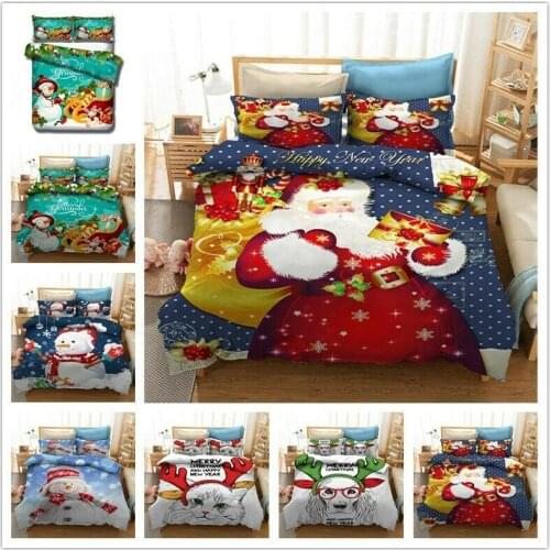 Christmas Santa Snowman Home Textile Pillow Case 3D Bed Linen Duvet Covers Comforter Bedding Sets Bed Set Home Decor Bedding
