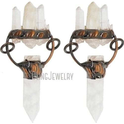 Rustic Copper Fancy Hoop Bail Hoop Pendant Clear Quartz Point Pendant PM38131