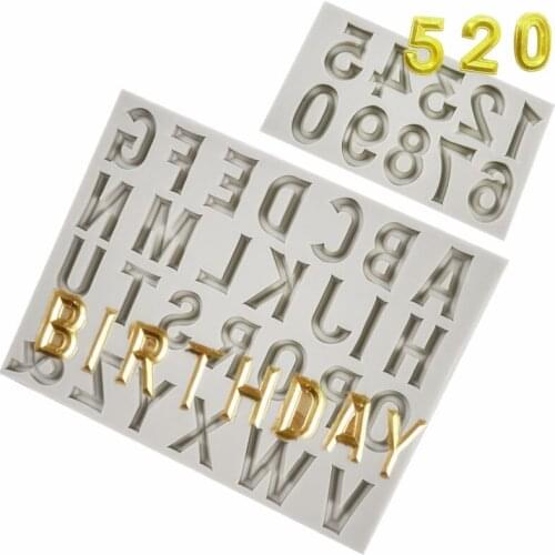 Uppercase English Letters Numbers Cake Decoration Baking Mold Fondant Silicone Mold Chocolate Silicone Mold