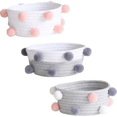 Nordic Decorative Round Foldable Hand Woven Clothing Kids Toy Home Storage Basket Desktop Sundries Storage Basket Room Organizer