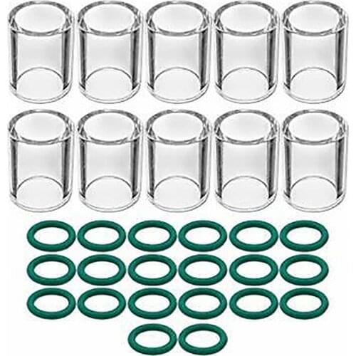 10 Pyrex Glass Cup & O-ring For SR WP-17/18/26 & SR WP- 9/20 TIG Welding Torch High Temperature Resistant O-ring