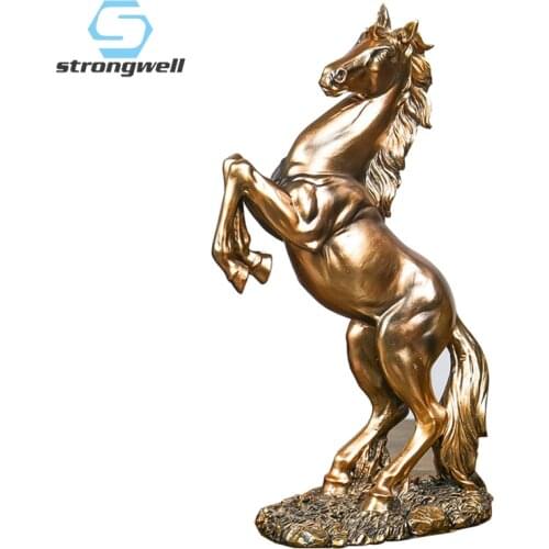 Strongwell Nostalgic Gold Horse Statues Home Decoration Accessories For Home Decor Figurines Business Gifts Wedding Decoration