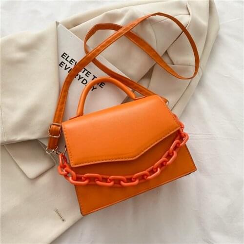 Candy Colors Women Square Crossbody Bag Fashion Chains Ladies Small Shoulder Bags Soft PU Leather Female Clutch Purse Handbags