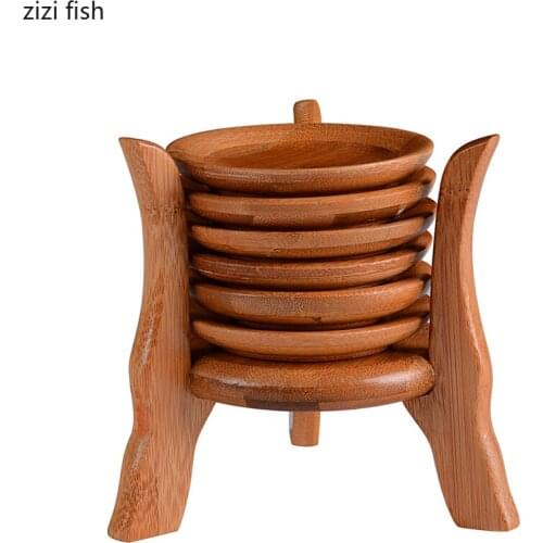 Heat Insulation Saucer Bamboo Tea Cup Mat Trays Coaster Kitchen Accessories Placemat Cup Holder Dish Pot Pads