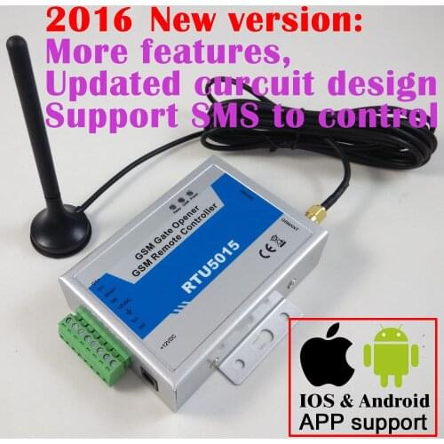 Free shipping with Post mail RTU5015 GSM Gate Door Opener Operator with SMS Remote Control Alarm 1Output and 2 Inputs IOS App