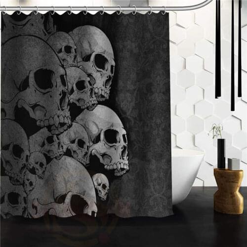 Fashion Custom Paisley Skulls Waterproof Fabric Bath Shower Curtain 66x72 60x72 48x72 Inch