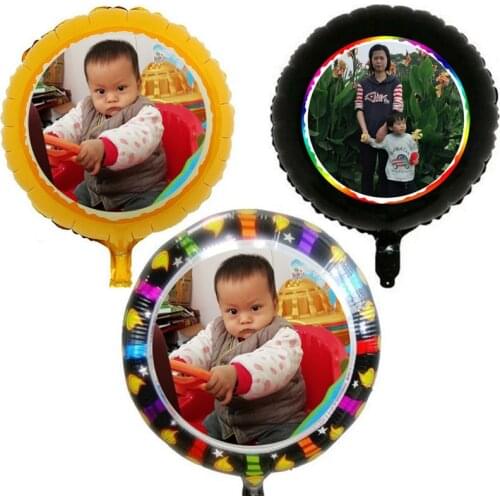 Colorful photo custom print 18" foil balloon special birthday /wedding decoration replace center area both sides print 2 pcs/lot
