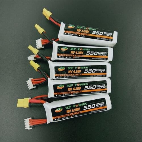 XF Power HV 4.35V 3S 11.4V 550mAh 80C/160C Lipo Battery XT30 Plug for URUAV FPV Racing Drone