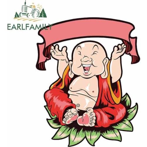 EARLFAMILY 13cm x 10.7cm for Happy Budha Motorcycle Car Bumper Window Stickers Vinyl Material Waterproof Sunscreen Funny Decal