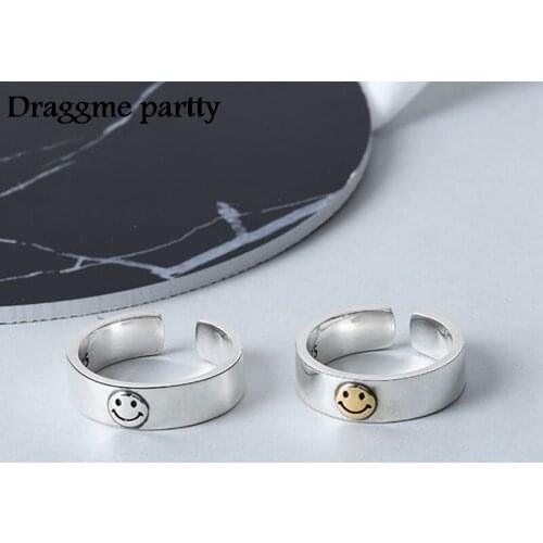 Smile Ring Retro Cute Smile Opening Ring Adjustable Simple For Women Wedding Accessories Yellow Face Jewelry