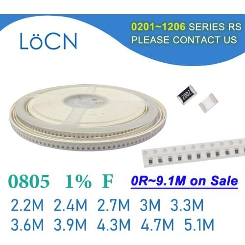 0805 1% 5000PCS SMD Resistor F 2.2M 2.4M 2.7M 3M 3.3M 3.6M 3.9M 4.3M 4.7M 5.1M 2012 OHM