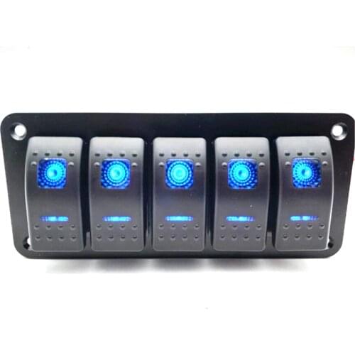 1pcs 5 Gang On/Off Rocker Switch Panel as breaker for car boat Dual LED Light Waterproof 12V/24V