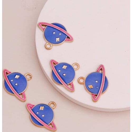 10pcs 26x26mm Colorful Enamel Planet Universe Charms for Making and Crafting Earrings Necklaces DIY Jewelry Accessories